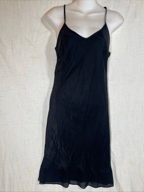 Gold Hawk Silk and Lace Slip Dress Black Medium
